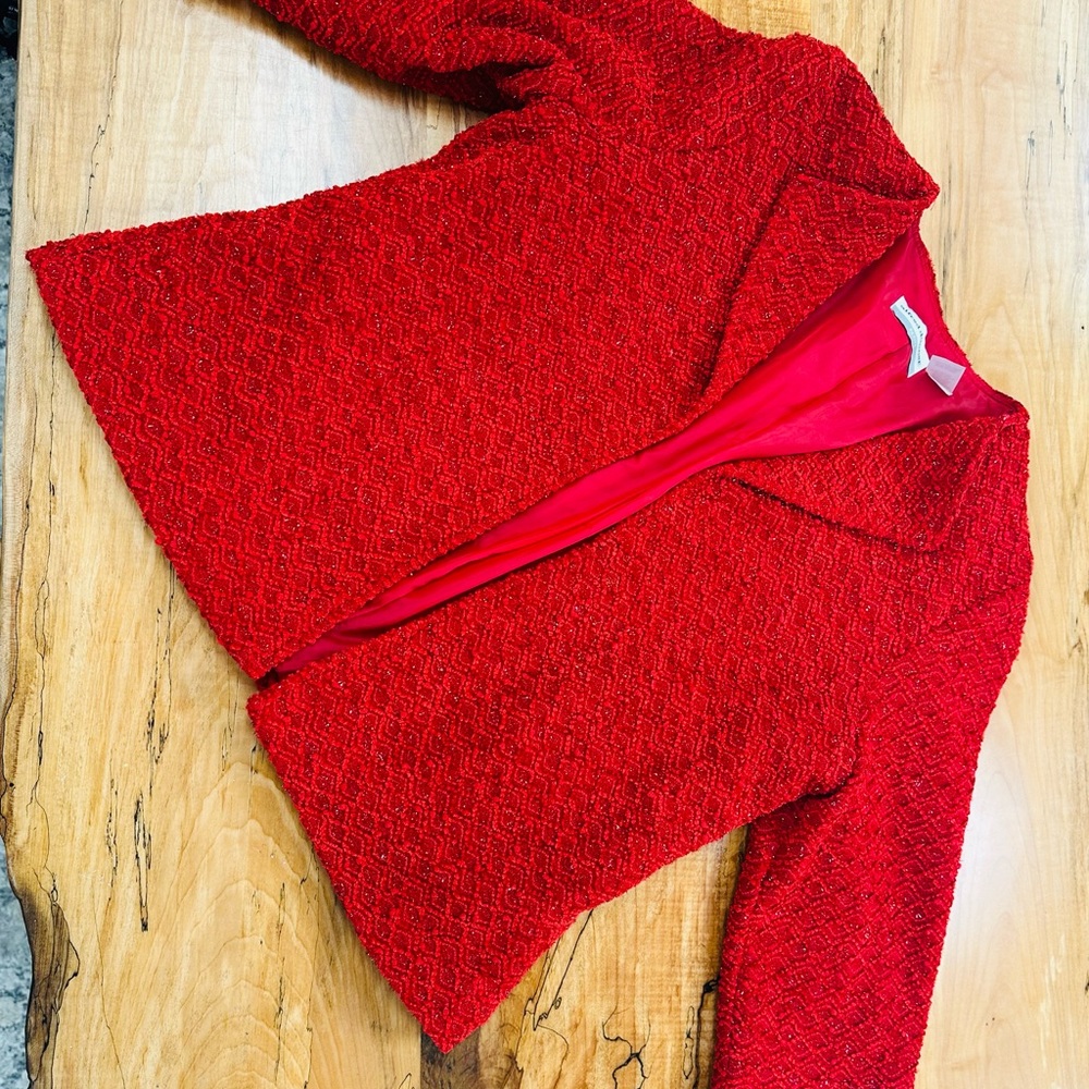 Alfred Dunner Vibrant Red Textured Jacket